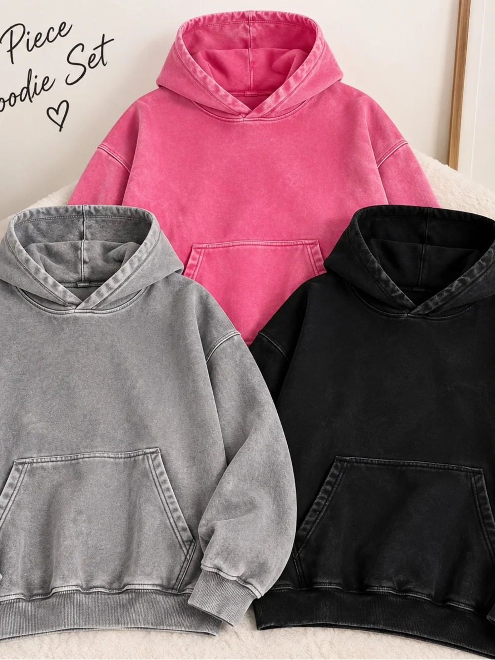 Everyday Washed Pullover Hoodie - Pink, Gray, Black